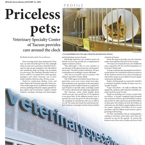 Priceless pets: Veterinary Specialty Center of Tucson provides care around the clock