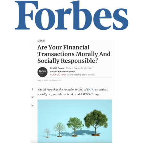 Screenshot of an article titled: Are Your Financial Transactions Morally and Socially Responsible?