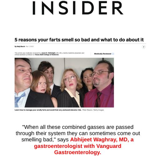 Screenshot of an article titled: Insider: 5 reasons your farts smell so bad and what to do about it.