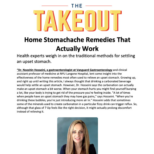 Screenshot of an article - The Takeout. Home Stomachache Remedies That Actually Work.