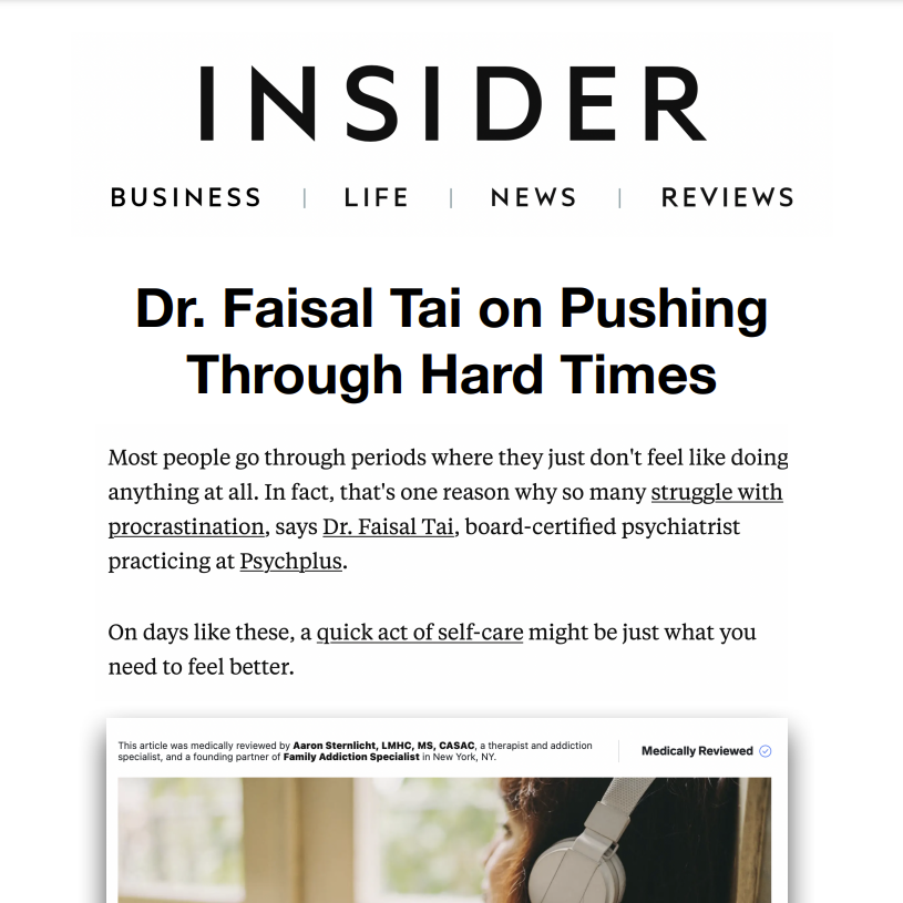 Screenshot of article Dr. Faisal Tai on Pushing Through Hard Times