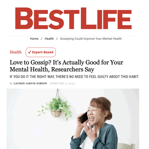 Screenshot of article Love to Gossip? Its Actually Good for Your Mental Health, Researches Say